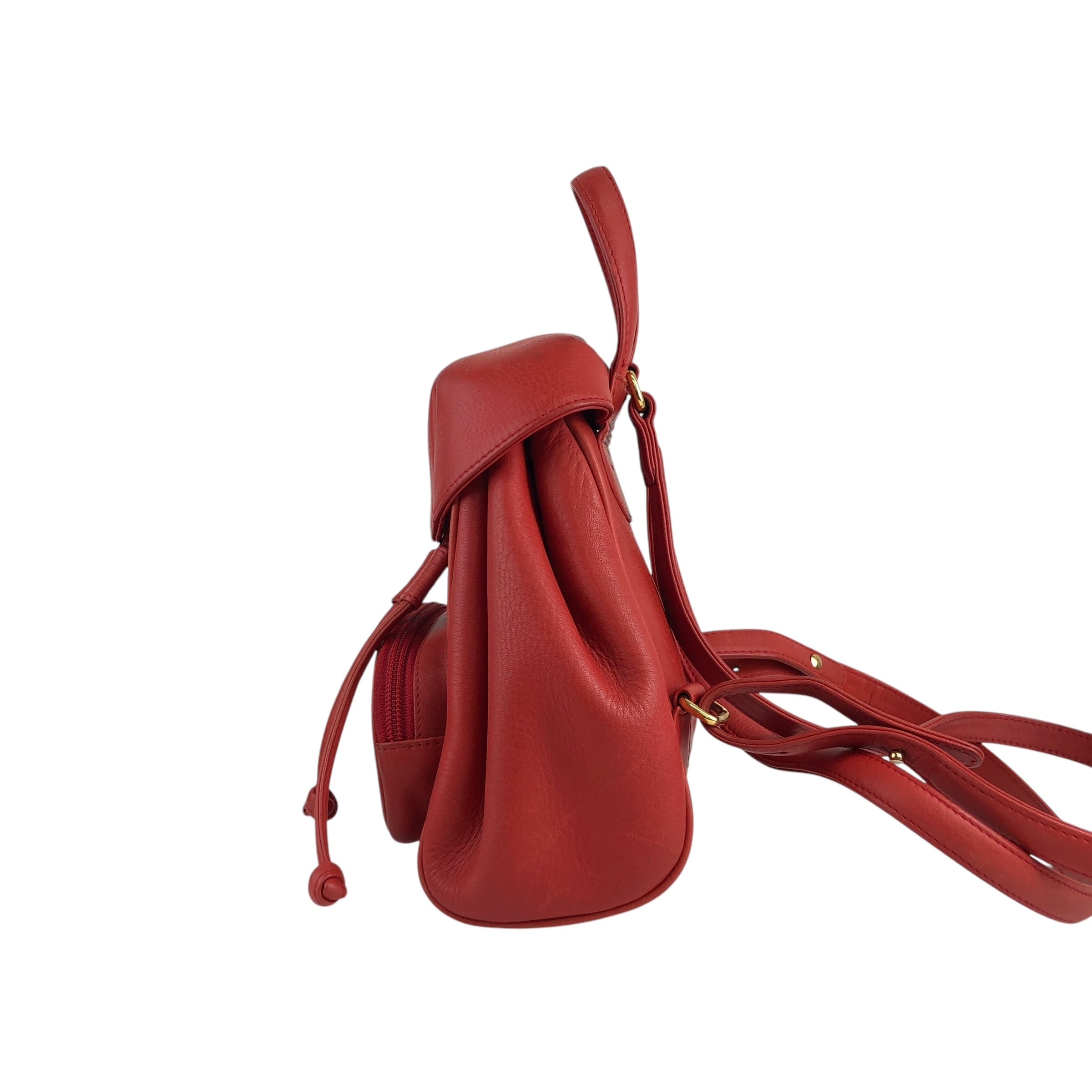 【ヴィンテージ】Rank:A☆Dior レッド ミニ サドルバッグ Christian Dior クリスチャン ディオール バックパック レッド