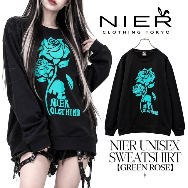 NIER UNISEX SWEATSHIRT【GREEN ROSE】