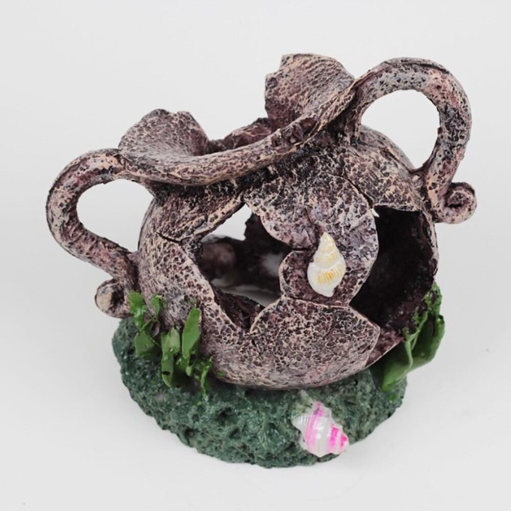 在庫限り] アクアリウム 割れた壺 壷 ツボ オブジェ 水槽 置物