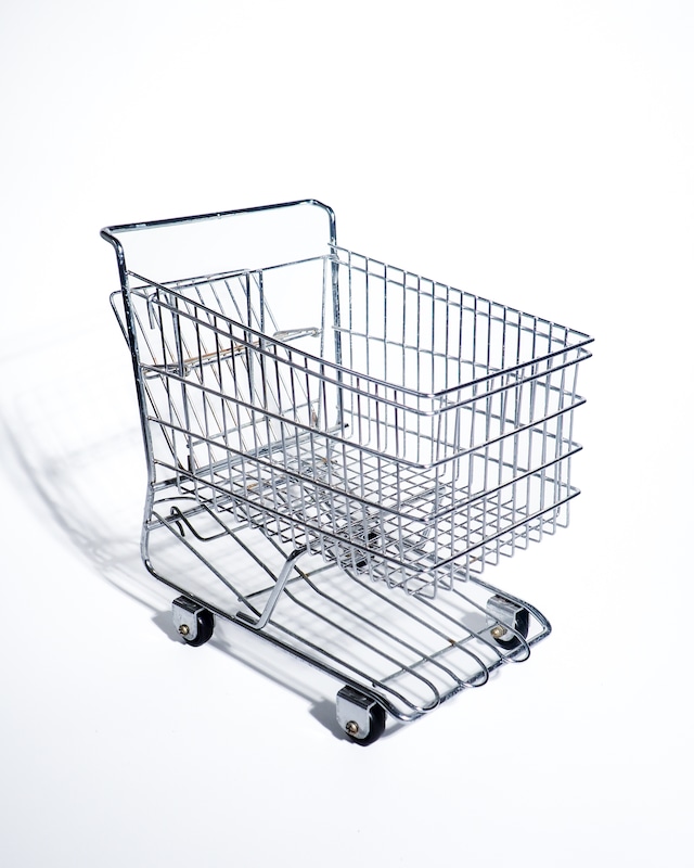 steel shopping cart with rolling wheels