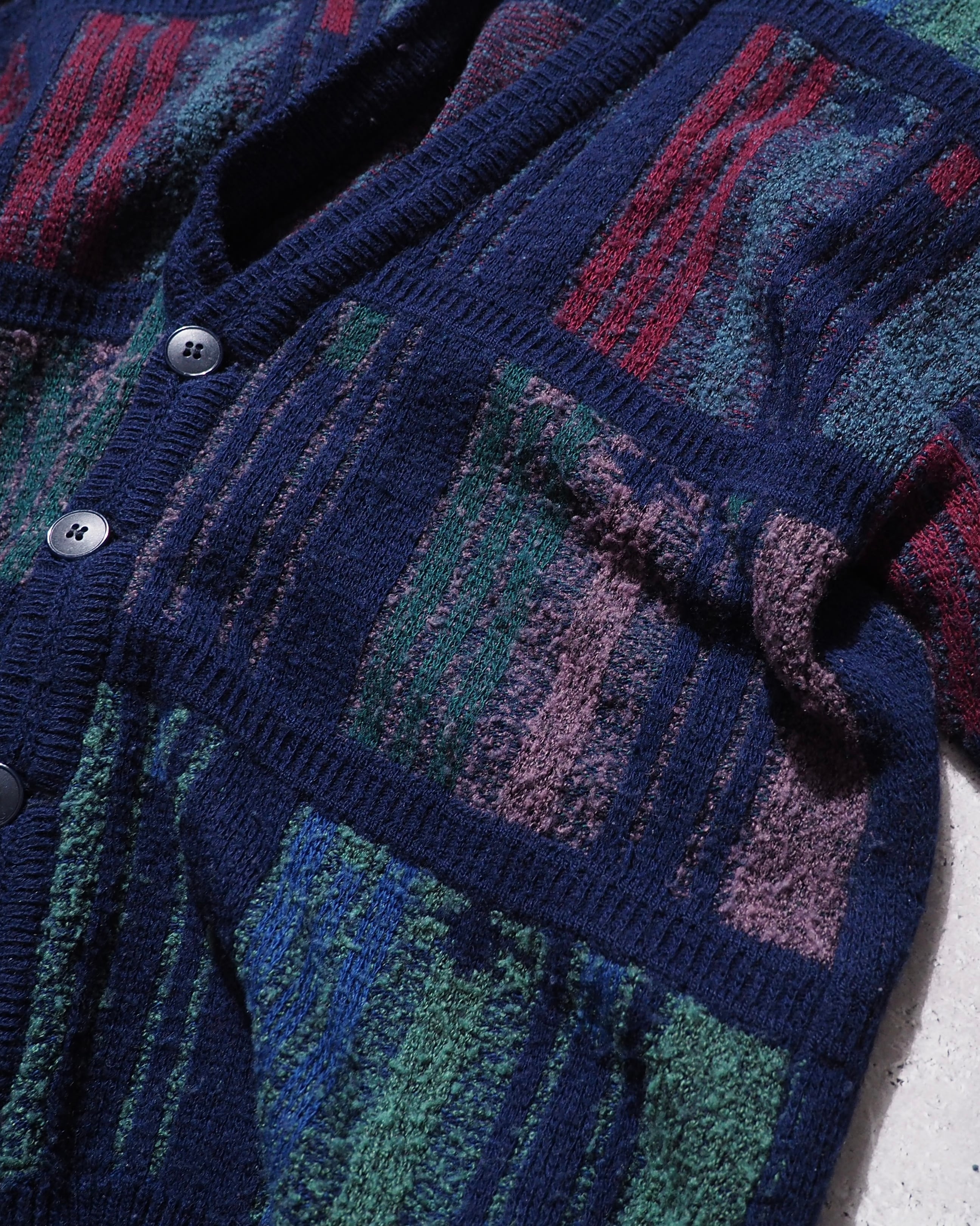 1990s " Paco Calvari " Cold tone Pile fabric vintage knit cardigan