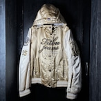 FUBU / ゴールド×ホワイト 切り替えジャケット / Y2K短丈シルエット / ラグジュアリーHIPHOP