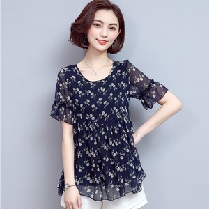 トップス レディース 送料無料 シャツ ブラウス クロップトップ ショート丈 半袖 襟なし クルーネック パフスリーブ フリル 花柄 水彩 ゆったり 透け感 抜け感 こなれ感 シック クール かっこいい 個性的 華やか 派手 無地 春 春服 春物 秋 秋服 秋物 10代 20代 普段使い 重ね着 着回し おしゃれ お洒落 ラフ カジュアル 前開き シルバー 銀 ブラック 黒 グレー 灰色 涼し 通気性 薄手 ポリエステル シフォン シフォンシャツ ワイド 存在感 モード系 エキゾチック デート