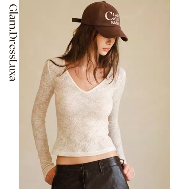 Wool Sheer VneckTop/2color_T1614
