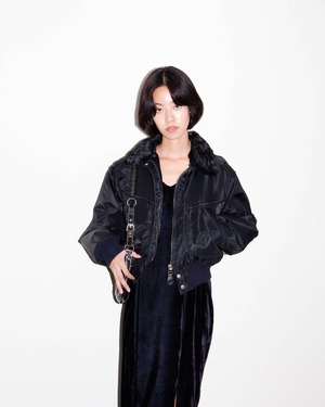 1990-00s NAF NAF - cropped padded bomber jacket
