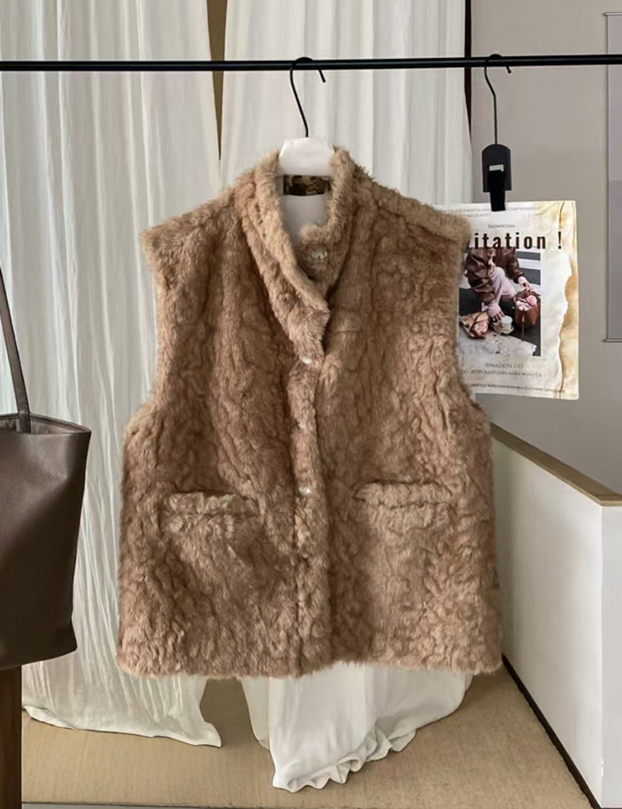 【新作5%OFF・3日間】High-neck Fur Vest_2colors