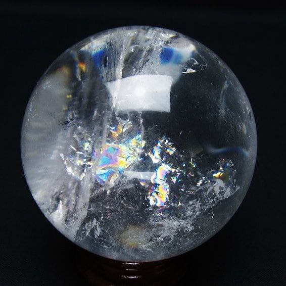 水晶 丸玉 虹入り 61mm スフィア 置物 水晶玉 一点物 151-8821