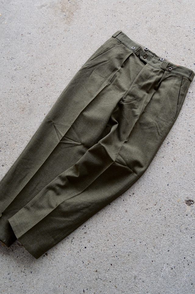 Bergian Army ABL 1968's PVBA BEGETEX社 HeavWool Gabardine Slacks Dead Stock Wool Trouser ベルギー軍 ウールスラックス ダークオリーブ