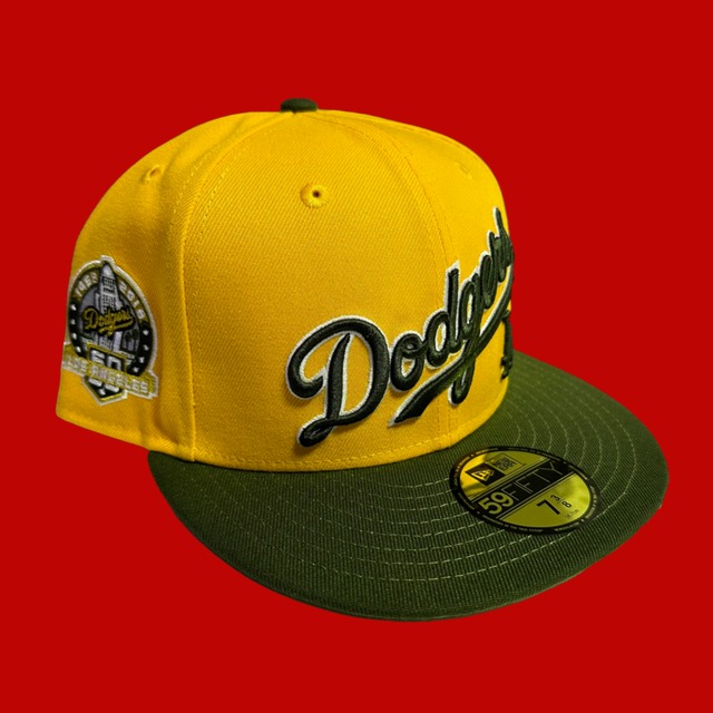 Los Angeles Dodgers 60th Anniversary New Era 59Fifty Fitted / Taxi Yellow,Olive (Camel Brim)