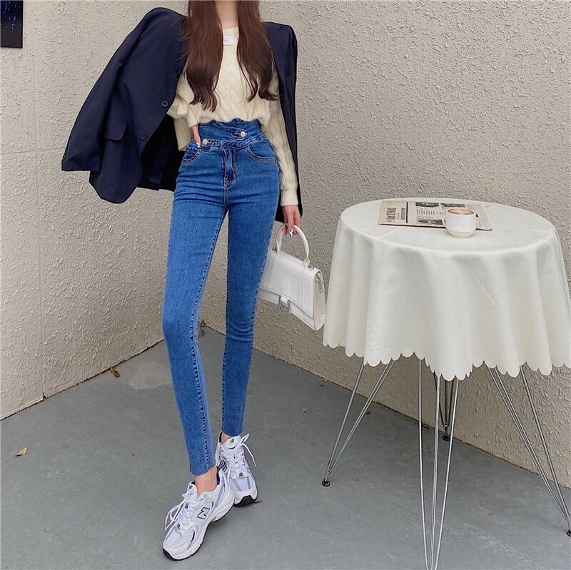 スリムハイウェストウェストジーンズ ガールズファッション81882096874