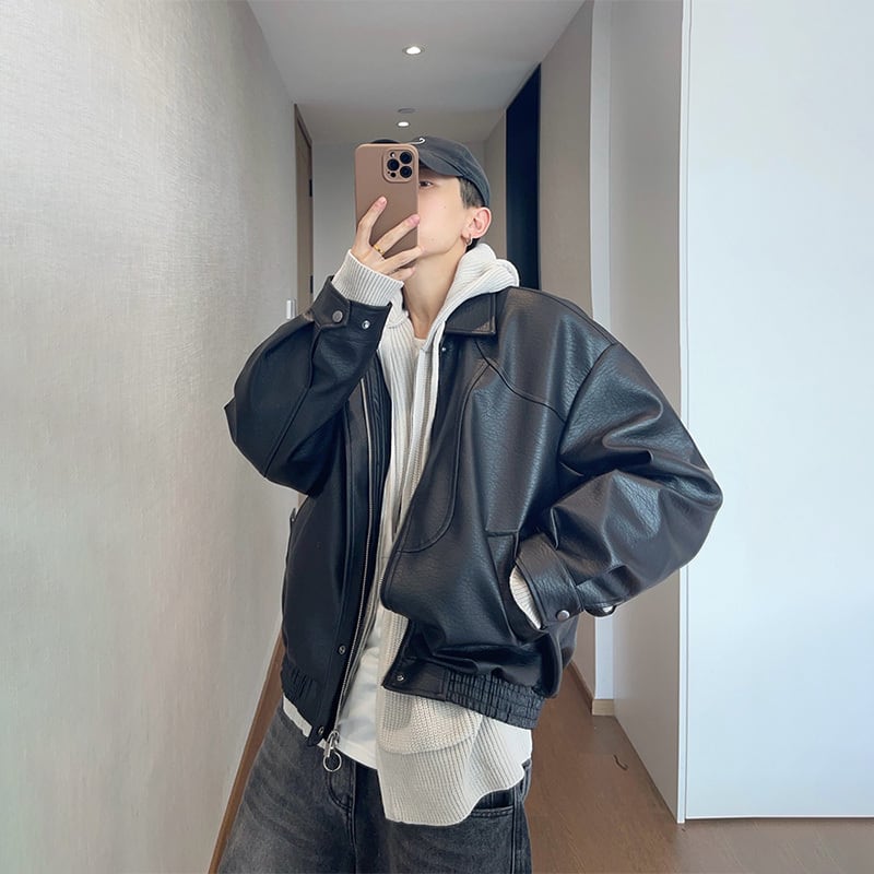 perverze レザージャケット　パッチワーク パッチワーク レザージャケット – 古着屋Top of the Hillの