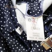 フラメンコ 衣装 RONEY ルーニー ドレス ワンピース ネイビー系 ホワイト系 紺 白 ドット 水玉 ボランテ フリル ダンス パーティ 発表会 レトロ かわいい スペイン製 ダンス衣装