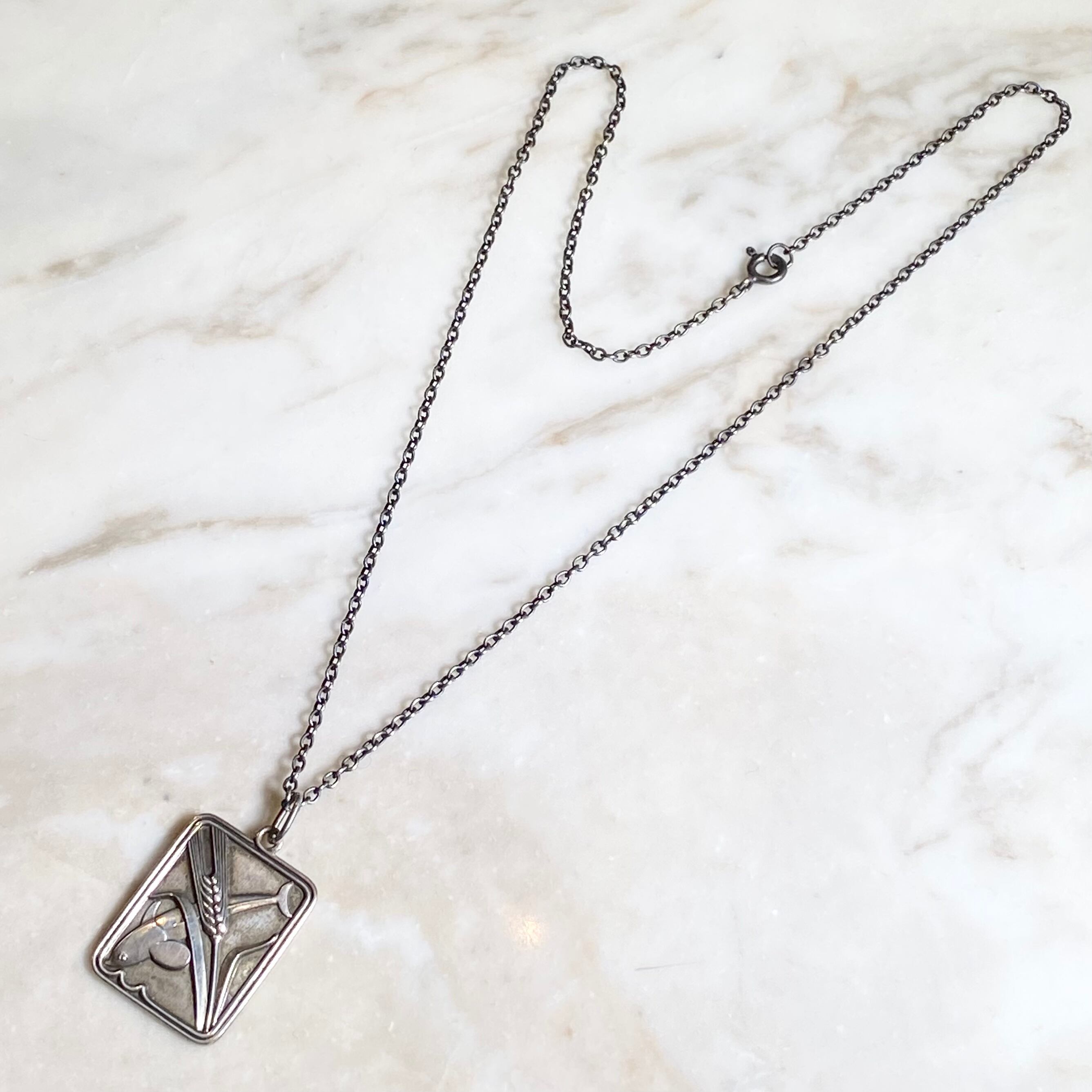 GEORG JENSEN silver plate pendant necklace “dolphin” | NOIR ONLINE