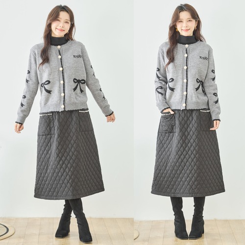 【M〜L】リボンプリントカーディガン(N25-215)