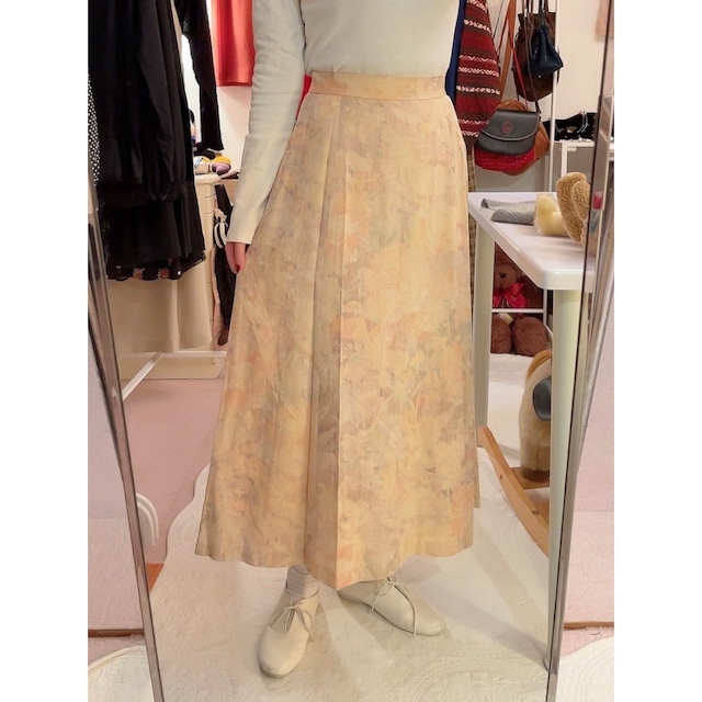 cream orange water flower skirt