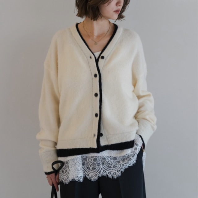 【即納】レイヤードデザイン バイカラー カーディガン 239383