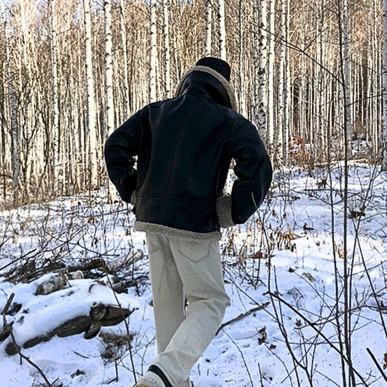 フェイクボアレザーネックベルトブルゾン　1008