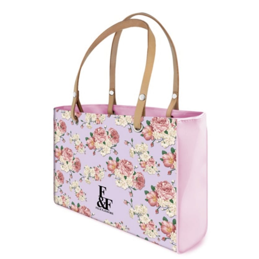 新品 Black＆White/ブラック&ホワイト 立体花柄 トートバッグ ピンク 新品 Black＆White/ブラック&ホワイト 立体花柄 トートバッグ ピンク