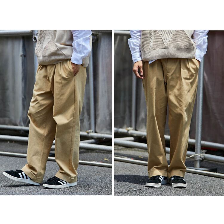 ★WIDE STRAIGHT DOUBLE PLEATED PANTS　　01144