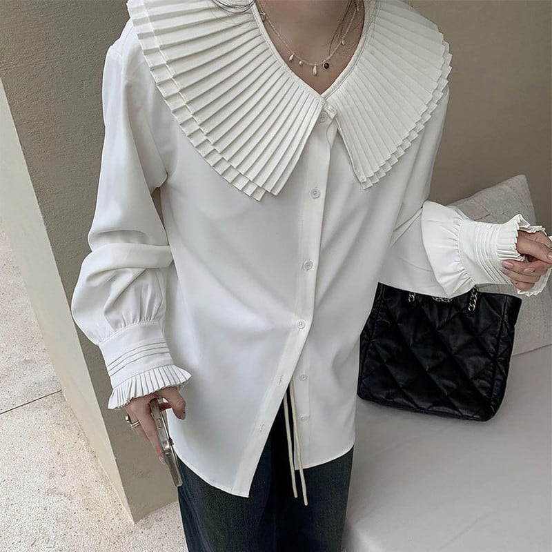 pleated shirt tops《2color》