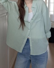 Sheer check relax Shirt L0160