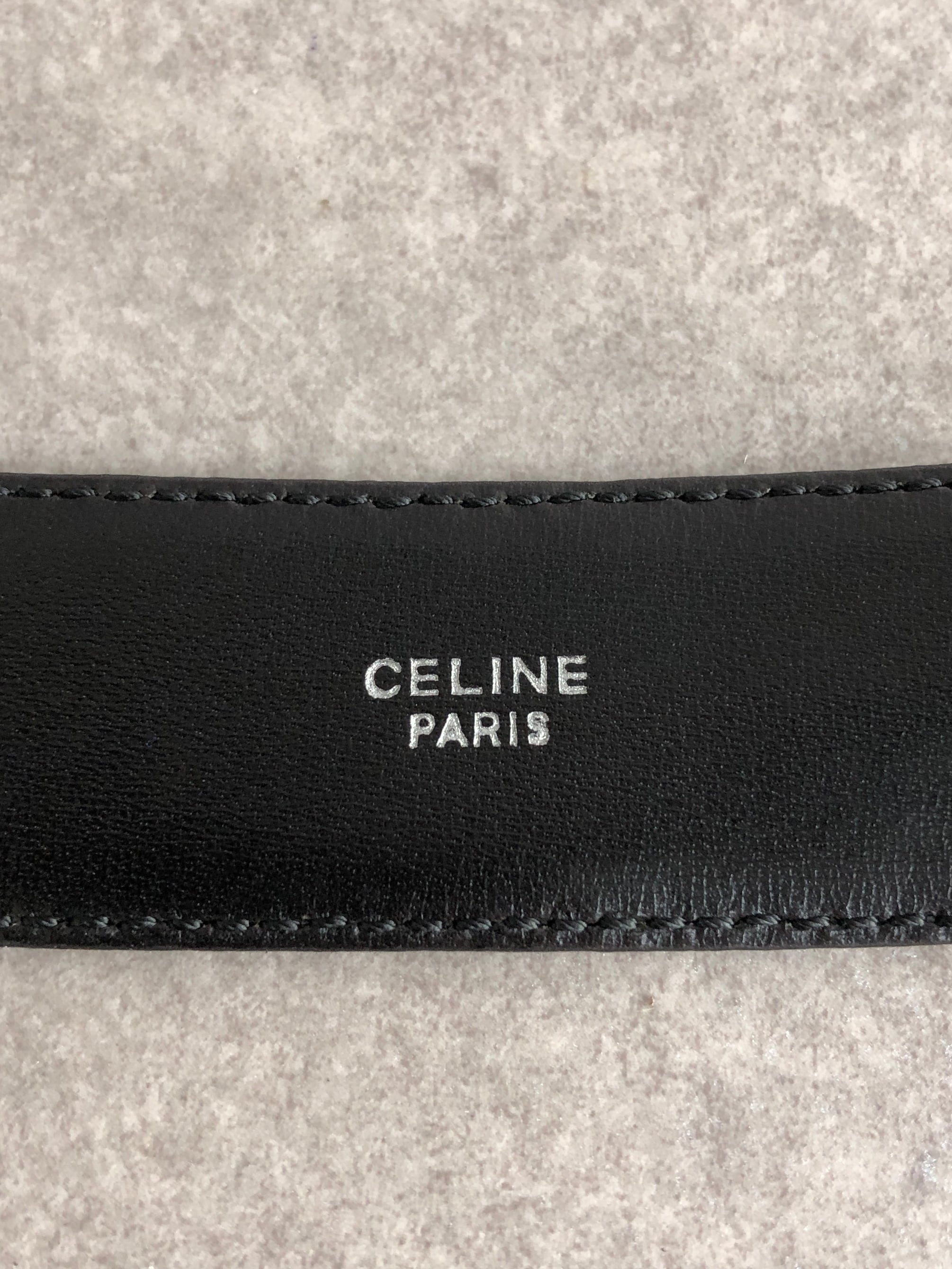 CELINE セリーヌ スターボール ベルト ブラック シルバー レザー