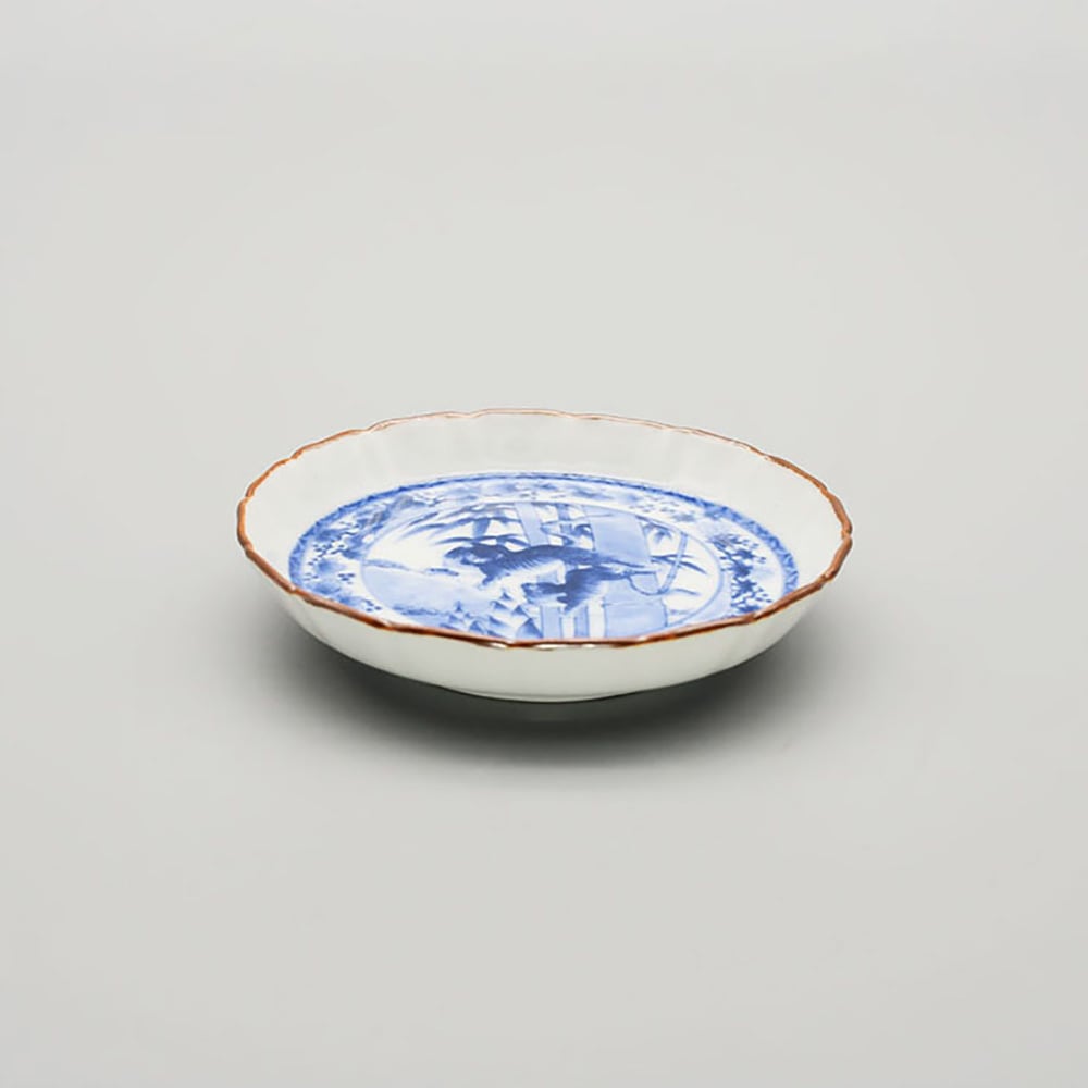 染付竹林虎図 立渕小皿 | 肥前吉田焼 陶磁器の与山窯