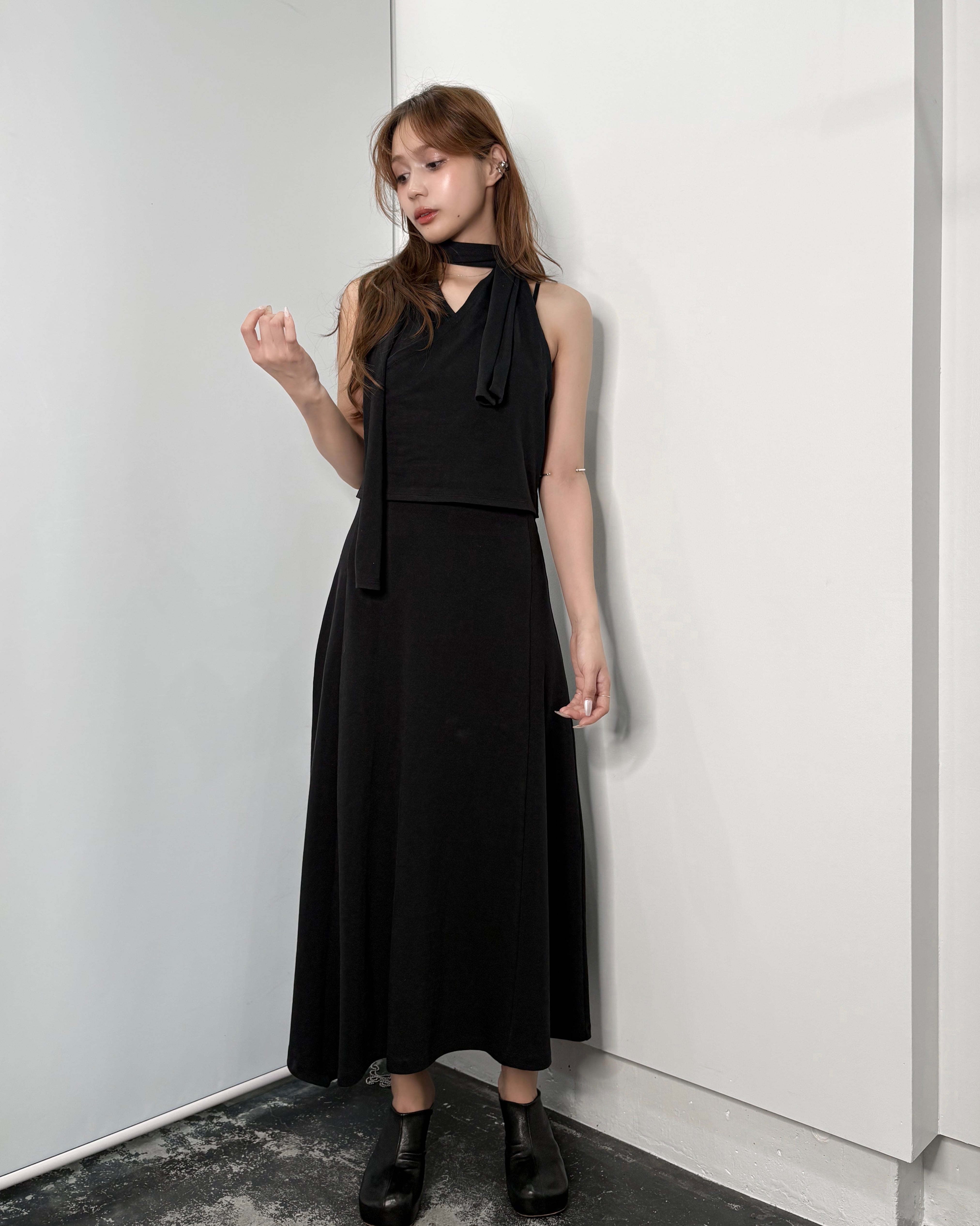 Asymmetric drape tie dress / JUUKIFF