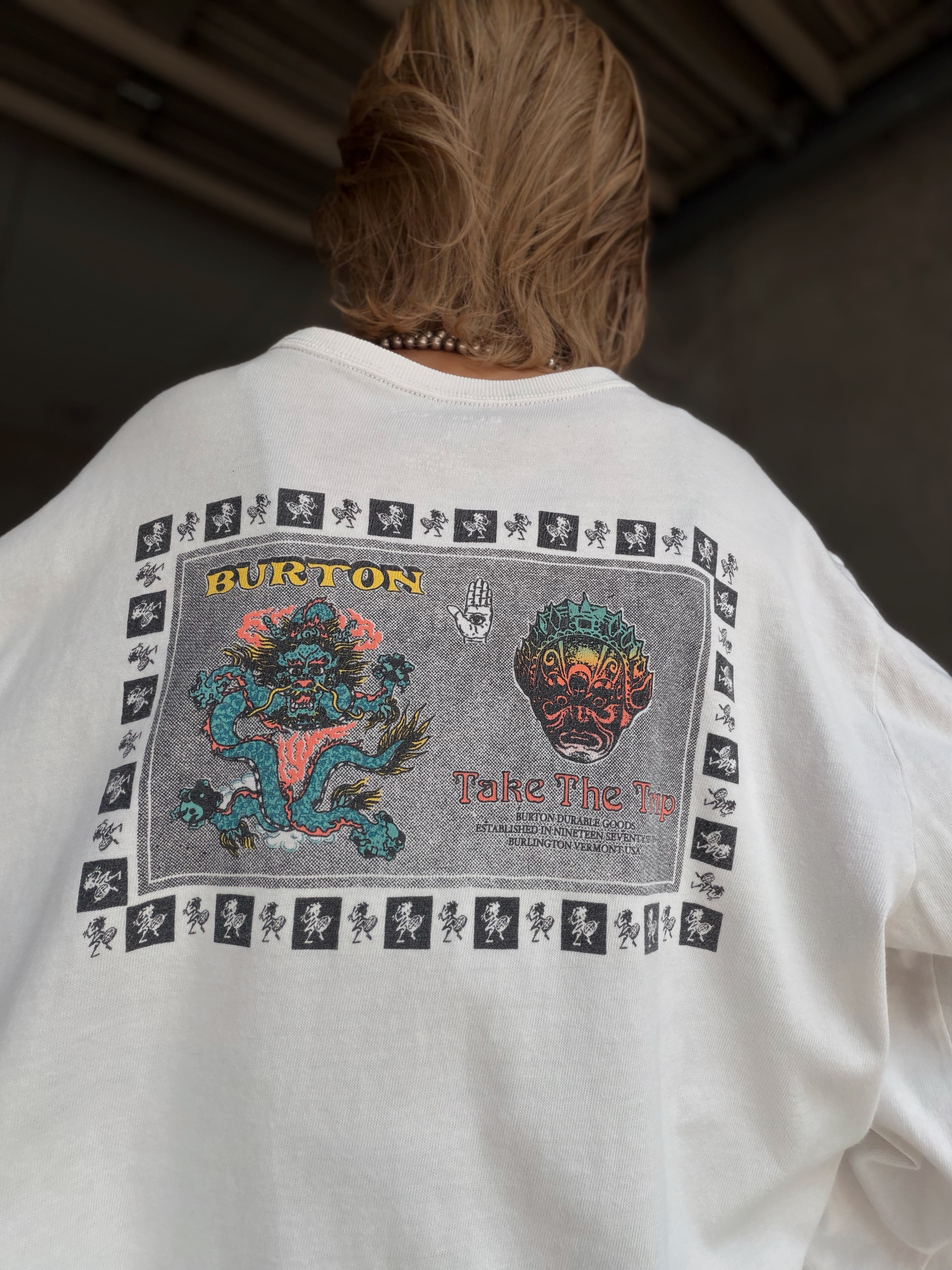 (CS2343)BURTON graphic long T shirt made in Peru