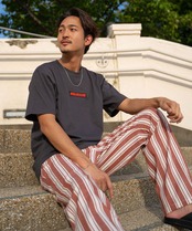 【#Re:room】MULTI STRIPE COTTON RELAX WIDE PANTS［REP185］