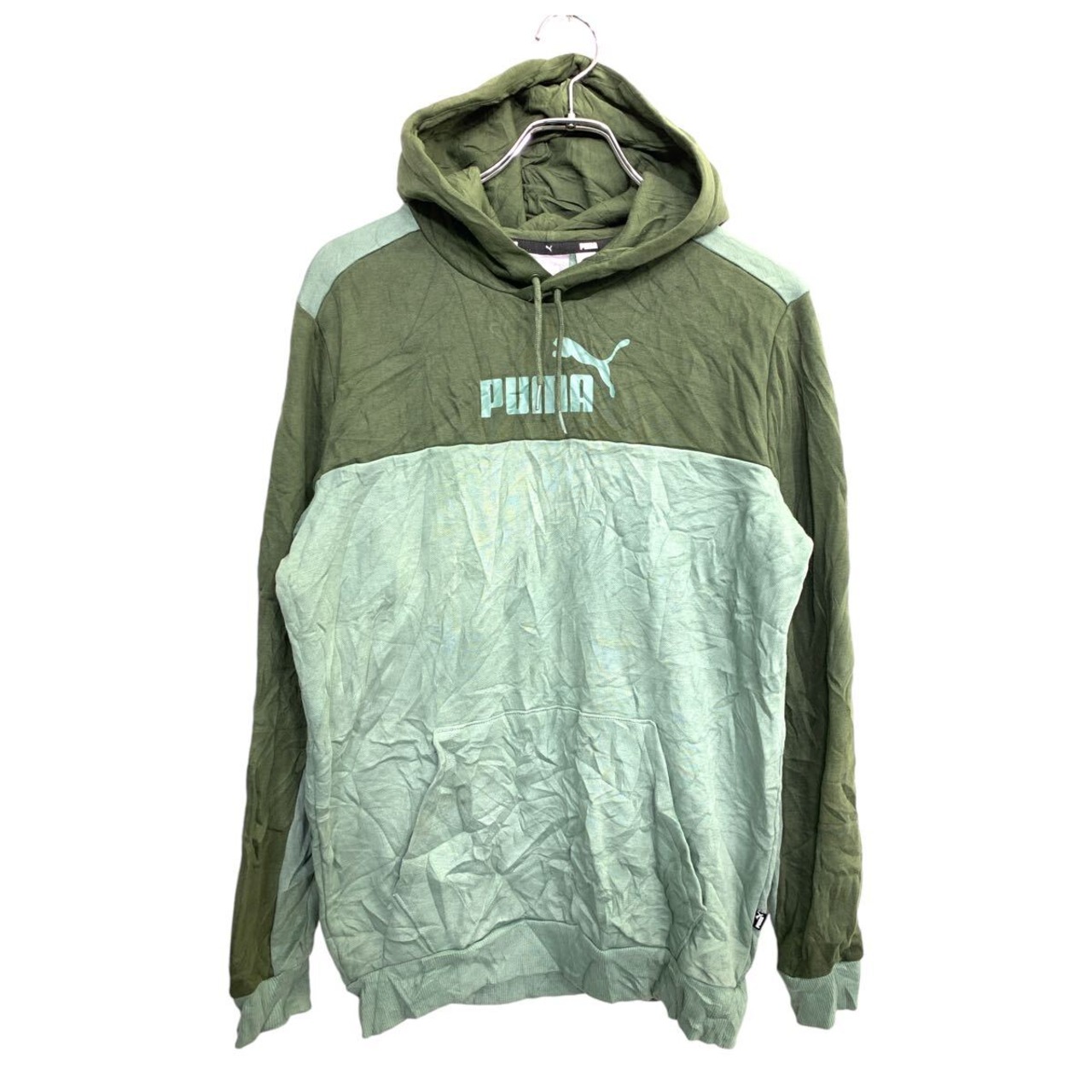 PUMA ロゴ スウェット パーカー Sサイズ プーマ グリーン系 古着卸 