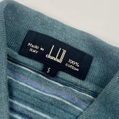 イタリア製 dunhill ダンヒル ボーダー 長袖 ポロシャツ S/グリーン系 メンズ