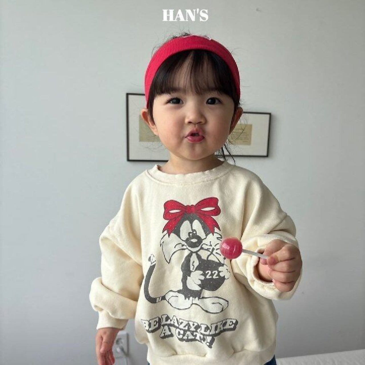 韓国子供服 / 26Autumn / 〖取寄〗Hans / リボンキャットスウェット / キッズ服 / ジュニア服 *XS~JM*