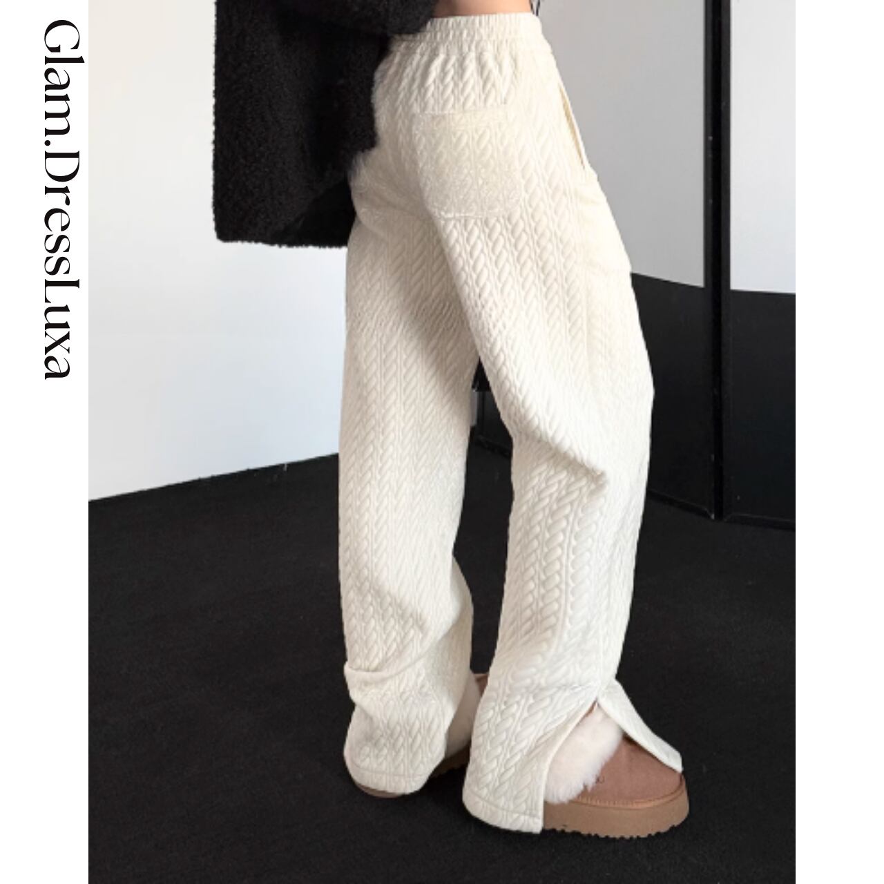 ヘムジップスリット キルティングパンツ_P322