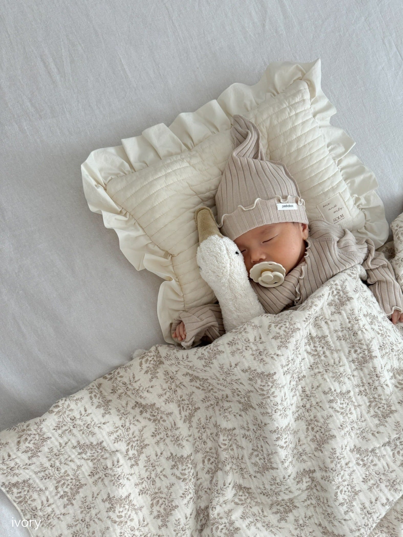 Sprinh gift set <frill pillow + floret blanket + floret purse set twin> ベビーピロー フリルピロー ベビー枕 ガーゼブランケット ガーゼケット 巾着ポーチ 出産祝い ギフトセット