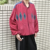 Argyle switching designsilk blouson