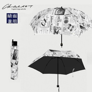 ◆受注生産◆「パンダニュース柄」晴雨兼用 おりたたみ傘