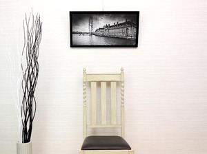 モノトーンアート「ロンドン アイ」額縁 フック付き インテリアポスター