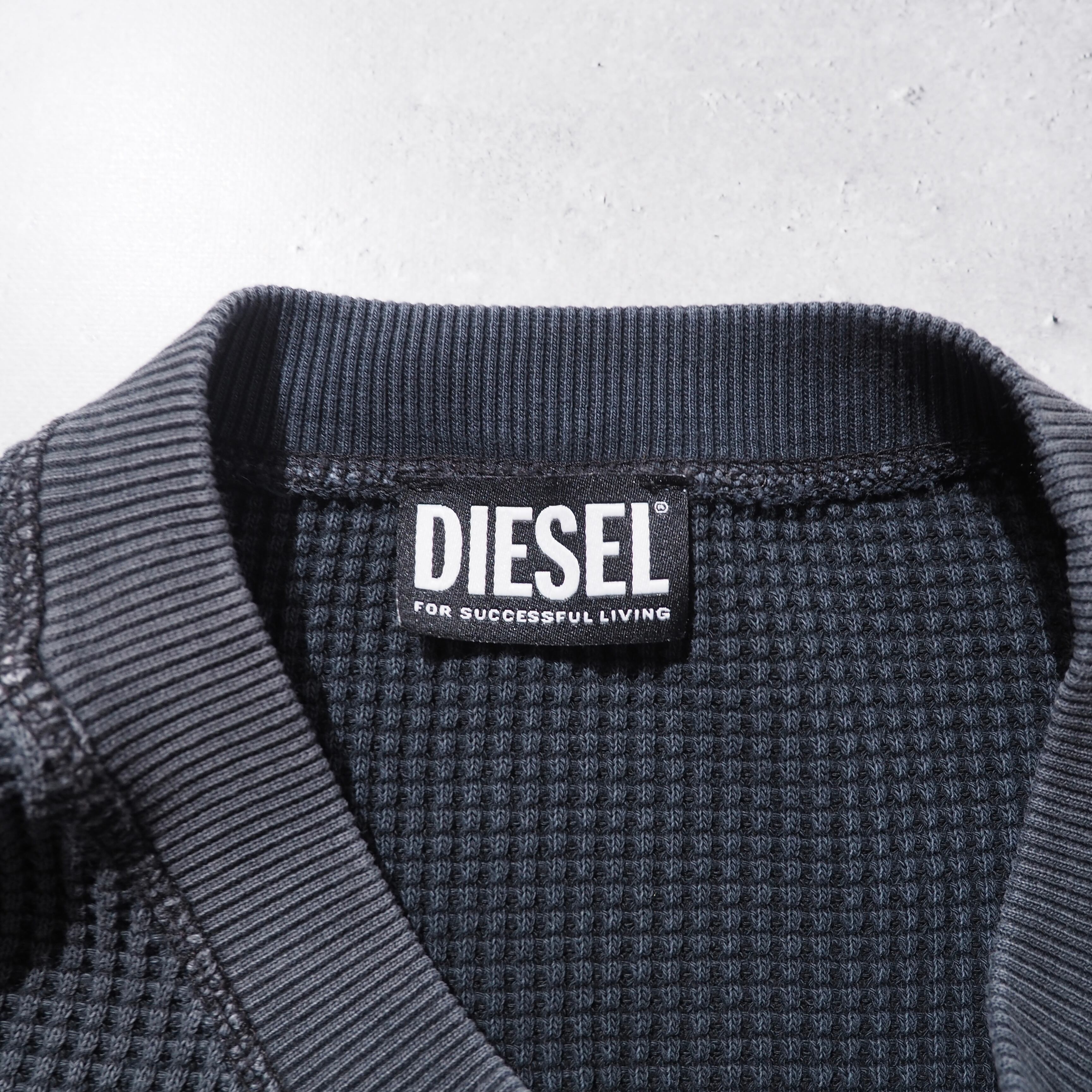 " DIESEL " Pigment Dyed × Logo printed Over silhouette Thermal Tee