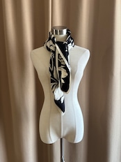 achromatic floral silk scarf-5247-5