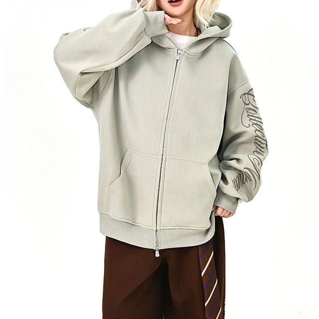 スリーブスクリプトロゴジップフーディ 3col   R01439