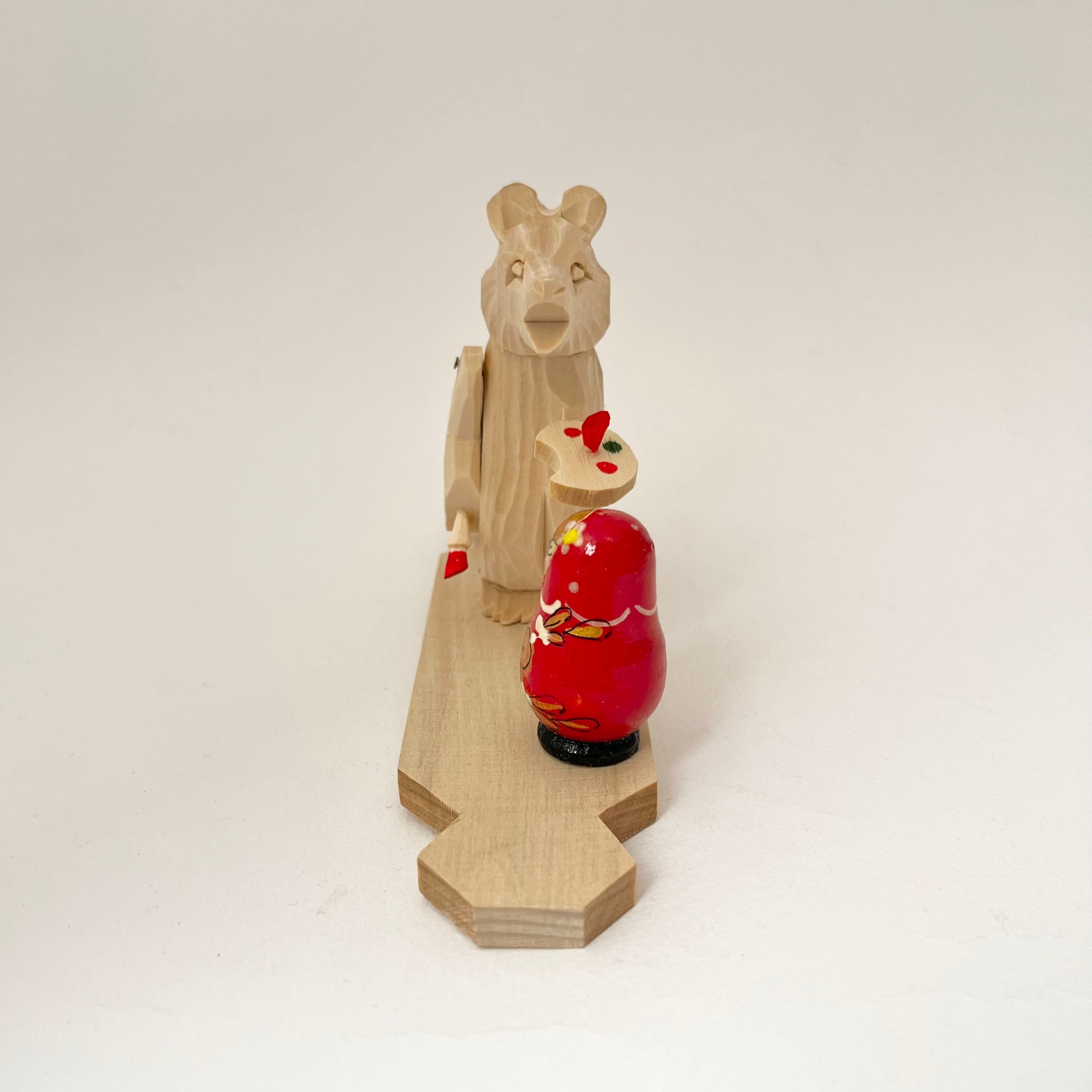 ボゴロツコエ木地玩具「クマのマトリョーシカ職人」赤色