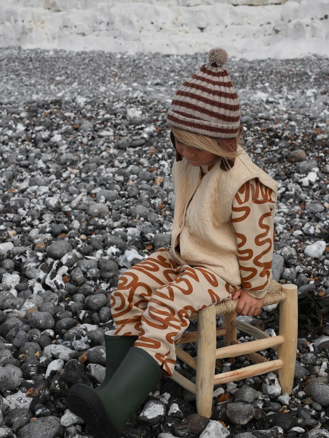 送料無料【organic zoo】Stripes Pom Pom Wool Hat | RIRIBELL