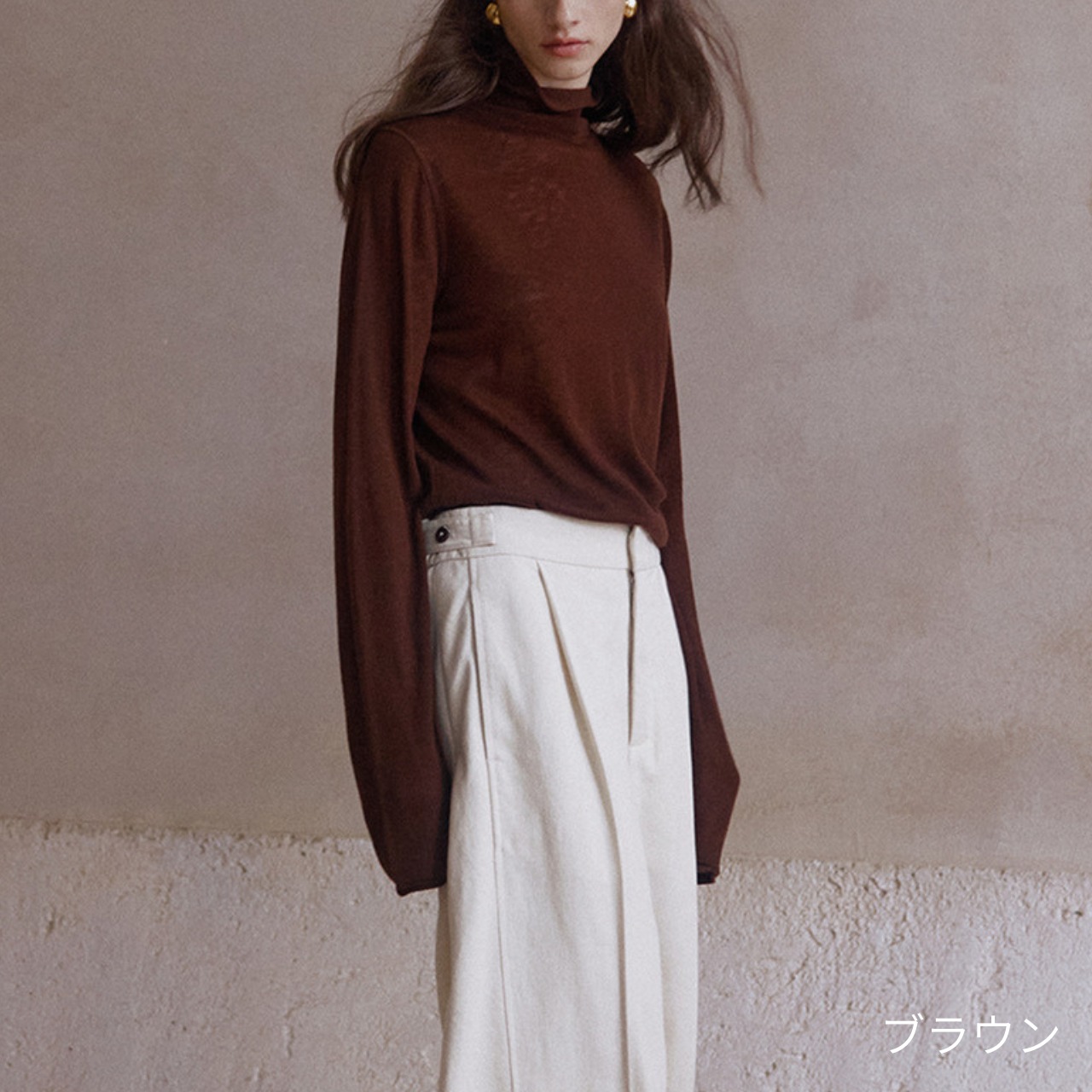 High Neck Long Sleeve Top T3663