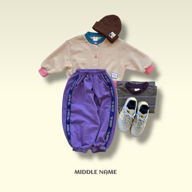 《送料無料》予約:配色ブロックカーディガン【MIDDLENAME】※ジュニアサイズ