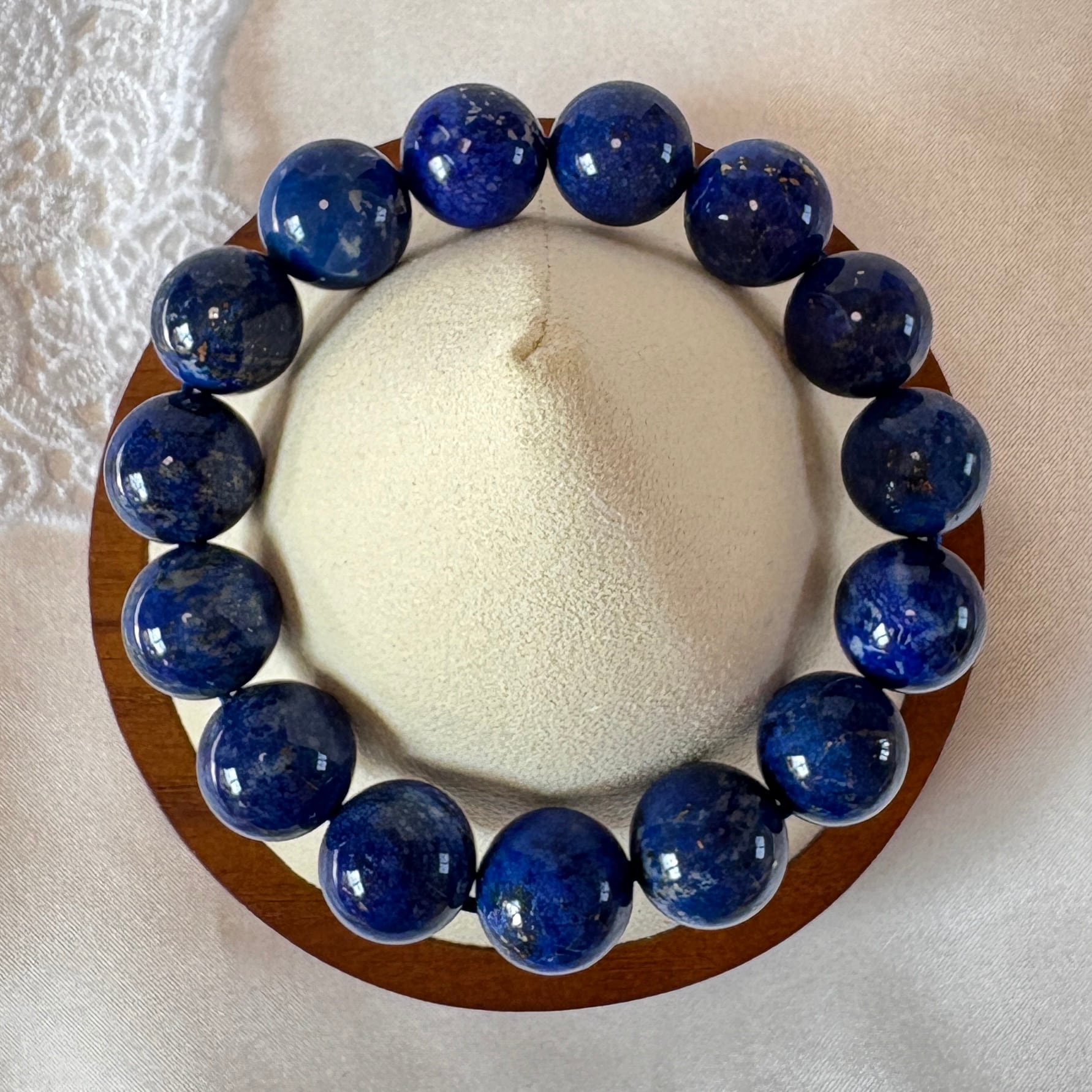 ⭐高品質ラピスラズリ⭐ アフガニスタン産 12.5㎜珠 ブレスレット 一点もの 天然 本物 無着色・無加工 内周15cm