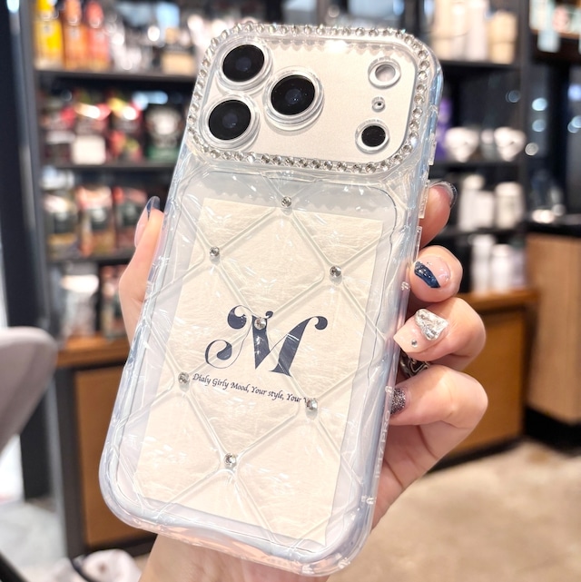 グリットダイヤクリアストーンiPhoneケース