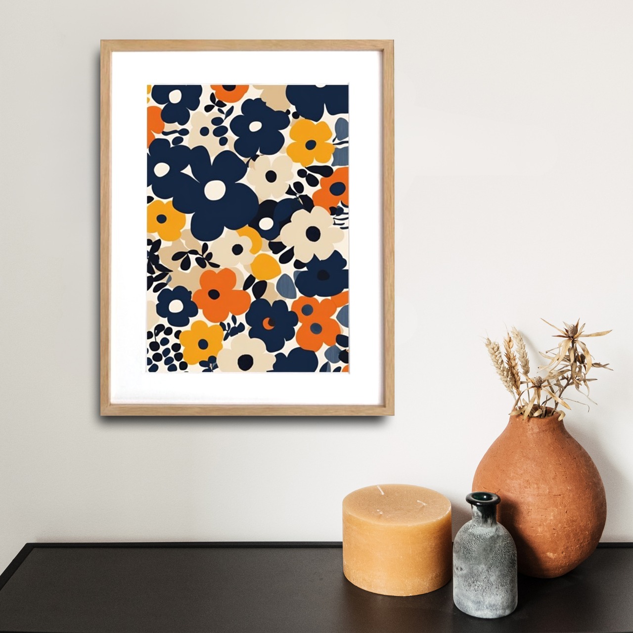 Petal｜ボタニカルポスター 北欧風ポピー×マリメッコ調カラーで魅せる彩りのある大人インテリアA4ポスター