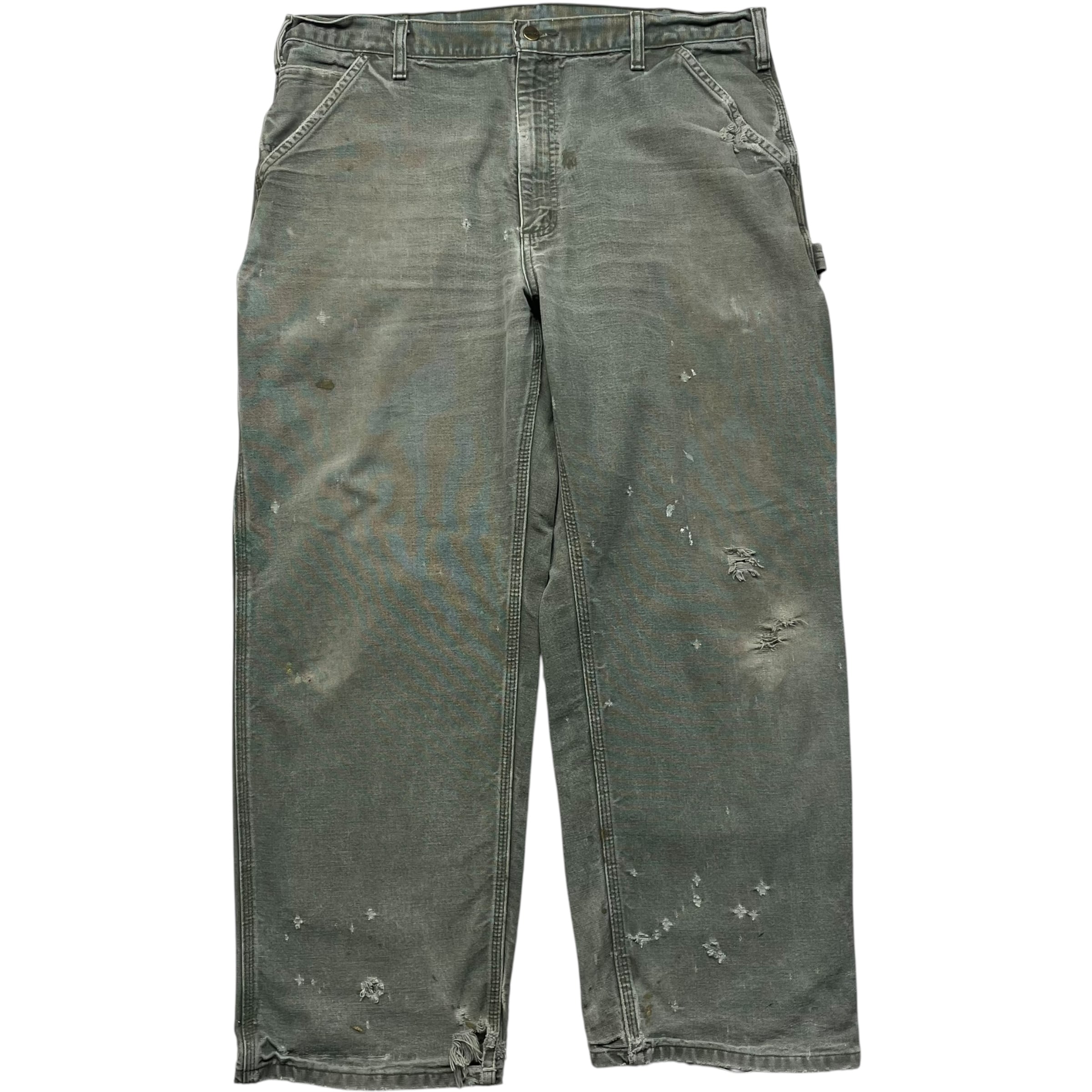 《実寸 W39L28》 Carhartt カーハート ペインターパンツ ワークパンツ ダメージ 色落ち モスグリーン no.8692