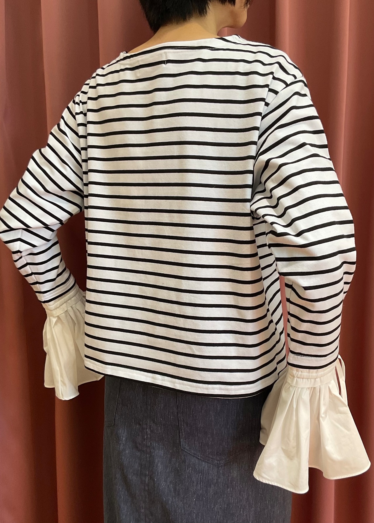 Mewl ミュール シャツスリーブボーダートップス | セレクトショップ BLUE
